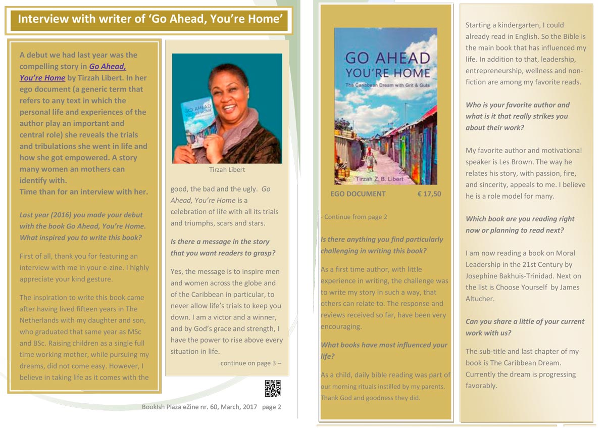 Interview with writer ‘Go Ahead, You’re Home’ in BOOKISH PLAZA eZINE MARCH edition